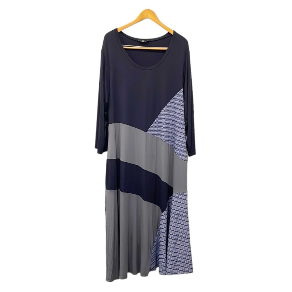 Suzanne Betro Color Block‎ Mixed Media A-Line Jersey Knit Maxi Dress Women’s 2X